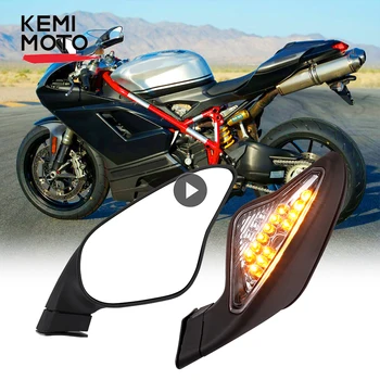 

Kemimoto For Ducati 1098R 1198\S 1198R Motorcycle Turn Signal Lights Rearview Mirrors for DUCATI 848 1098 1098S after market
