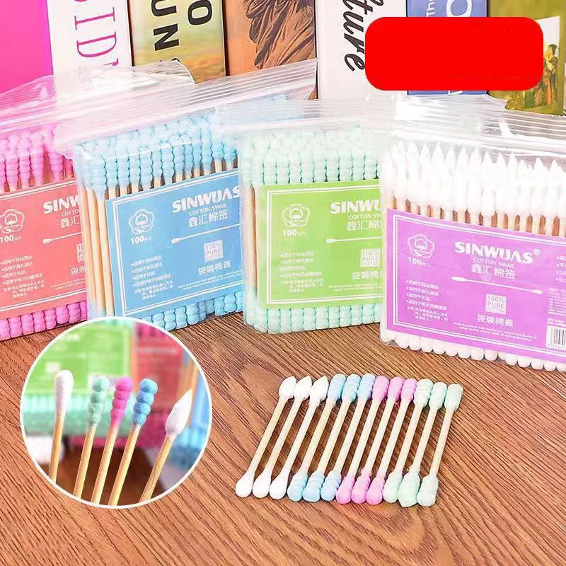 100Pcs Double Head Cotton Swab Microbrush Cosmetic Makeup Cotton Swab Medical Cleaning Tips Ear Buds Cleaning Tools
