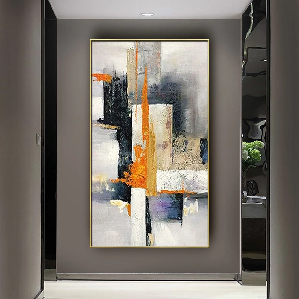 Tableau vertical coloré et moderne : peinture abstraite moderne verticale