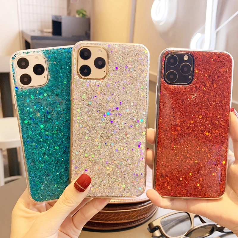 Bling Glitter Sparkle Sequins Color Clear Soft Silicone TPU Case Cover For iPhone 6 6s 7 8 Plus 10 11 Pro X XS XR Max Coque Capa |