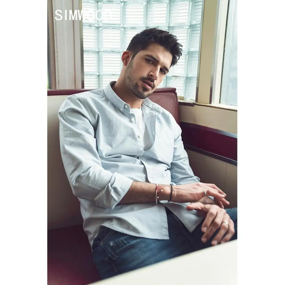 Classical Clothing Oxford-Shirts 100%Cotton-Spring New-Brand SIMWOOD Casual Single-Chest-Pockets