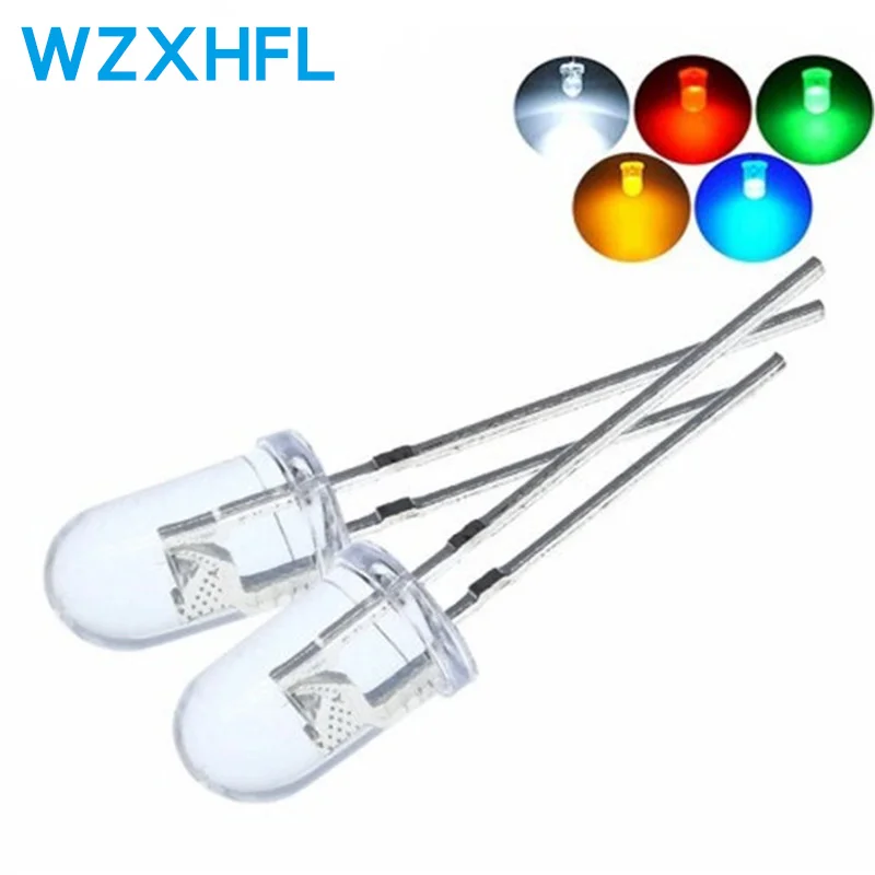 LED Bulb, LED Lamp Beads 100pcs Transparent Round 5mm Super Bright Water Clear Green Red White Yellow Blue Light LED Bulbs Emitting Diode