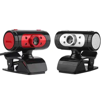 

2pcs Computer Camera Usb Microphone Hd Webcam with Microphone and Led Fill Light - Black-red & Black-Silver
