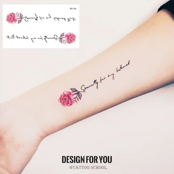 

Waterproof Temporary Fake Tattoo Stickers Colorful Rose English Letters Fashion Design Body Art Make Up Tools