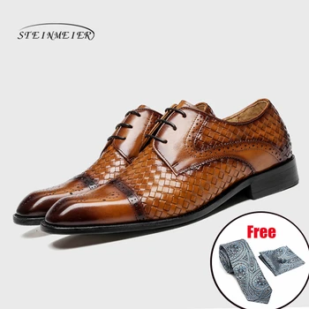

Men leather shoes business dress suit shoes men luxury brand Bullock genuine leather black laces wedding mens shoes Steinmeier