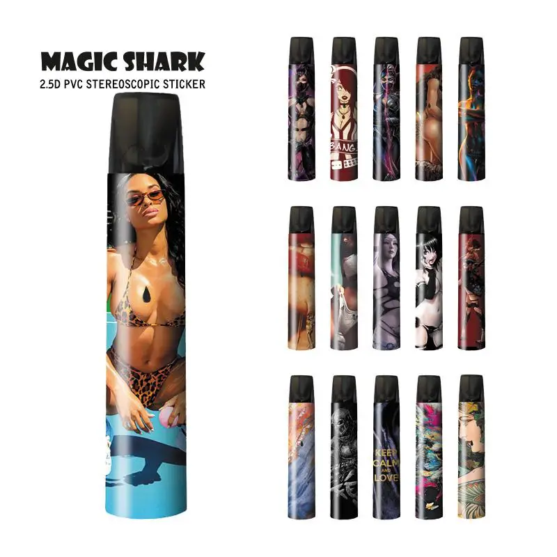 cheap Magic Shark 2.5D Stereo Lion Ultra Thin Sexy Woman Girls waterproof Vape Kit Pod Sticker Film Case Cover for Relx