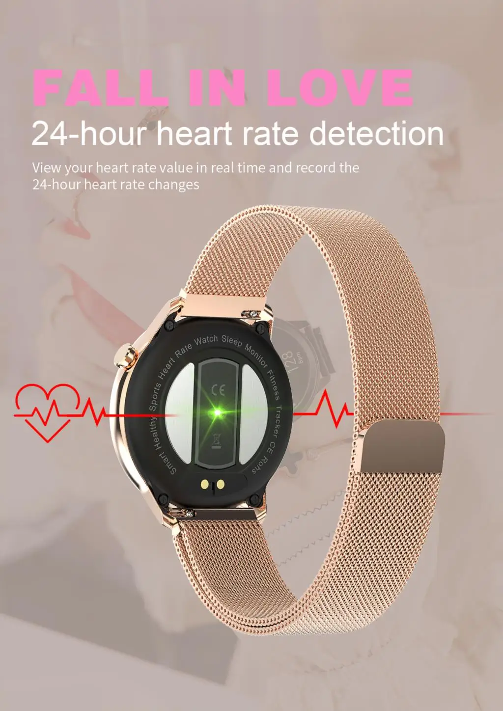Female health (physiological cycle), Blood pressure monitori,Respiratory rate,Dynamic UI, Body temperature monitoring Smartwatch