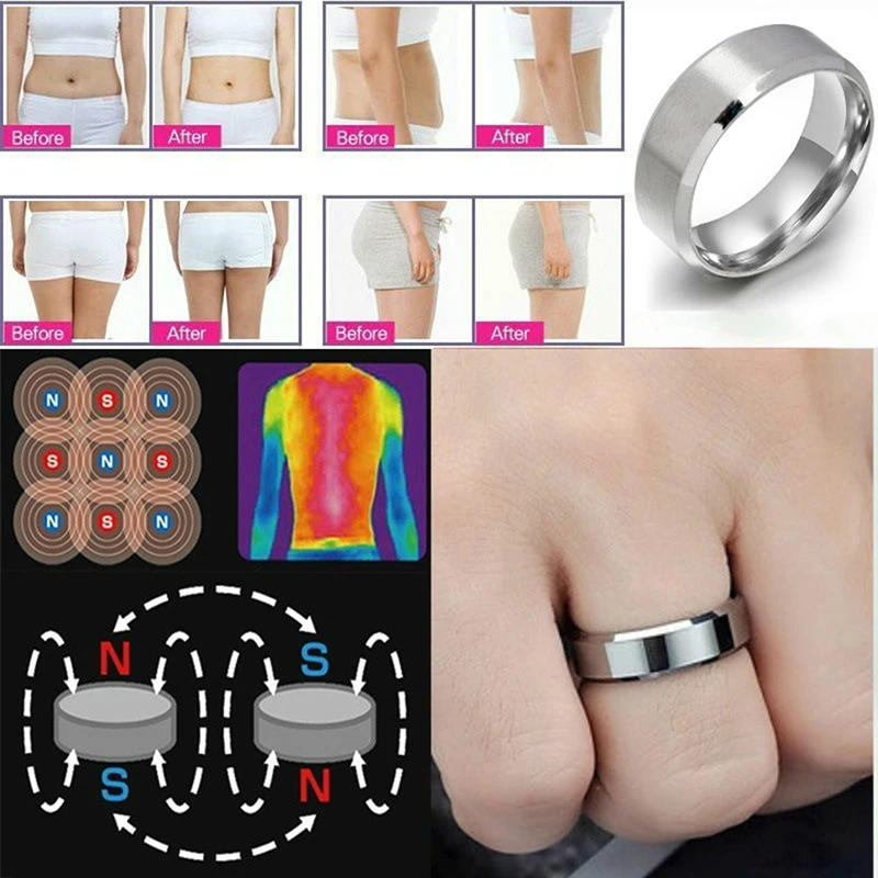 2Pcs Magnetic Therapy Weight Loss Ring Slimming Tools Fitness Reduce Weight Ring String Stimulating Acupoints Gallstone Ring