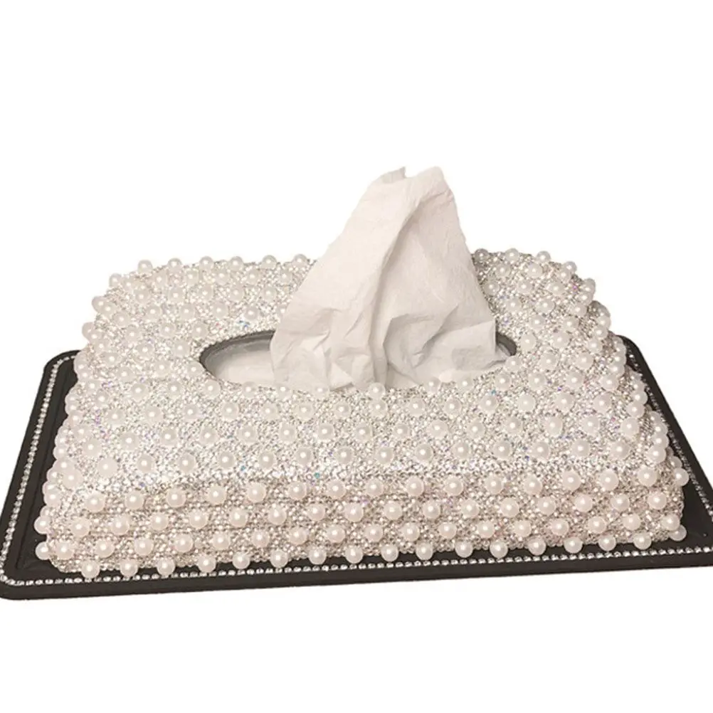 Автомобильный держатель для салфеток стразы жемчужная коробка автомобиля