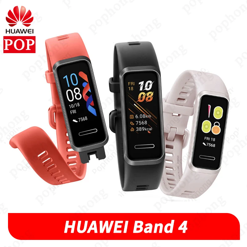 Смарт-браслет HUAWEI Band 4, 0,96 дюймов, активный мониторинг здоровья, пульсометр, зарядка через USB