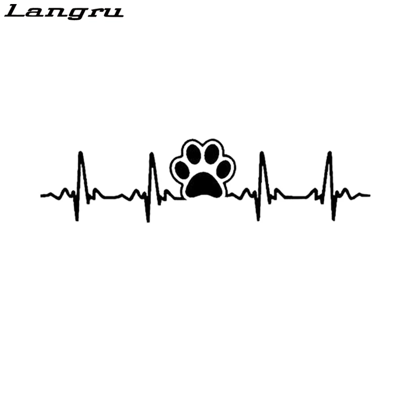 Langru Dog Paw Print Ekg Heartbeat Fashion Car Sticker Decal Vinyl For Window Bumper Accessories Jdm | Автомобили и мотоциклы