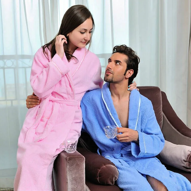 Winter Bathrobe Men 100% Cotton Men's Robe Kimono Robe Thick Long For Male Plaid Robes Long Bath Robe Bride Robe Dressing Gown