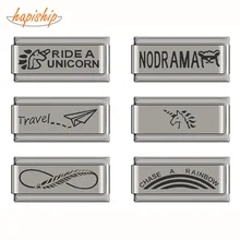 Hapiship חדש מוצר Unicorn קשת אלפקה נוצת נסיעות איטלקי קסם Fit 9mm צמיד נירוסטה תכשיטי ביצוע DJ198(China)