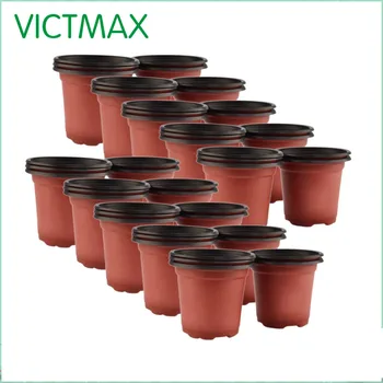 

VICTMAX Hot Sale 50Pcs/set Dual Color Plastic Nursery Pots Flowerpot Planter Grow Seeding Pot Drop Ship - Brown + Black