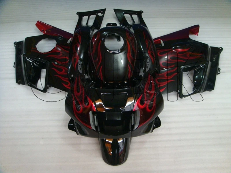 Для CBR 600 F2 1992 Abs обтекатель CBR600F2 91 92 черный, красный узор пламени для обтекателя из пластика Abs для Honda Cbr600 1991-1994 кузов