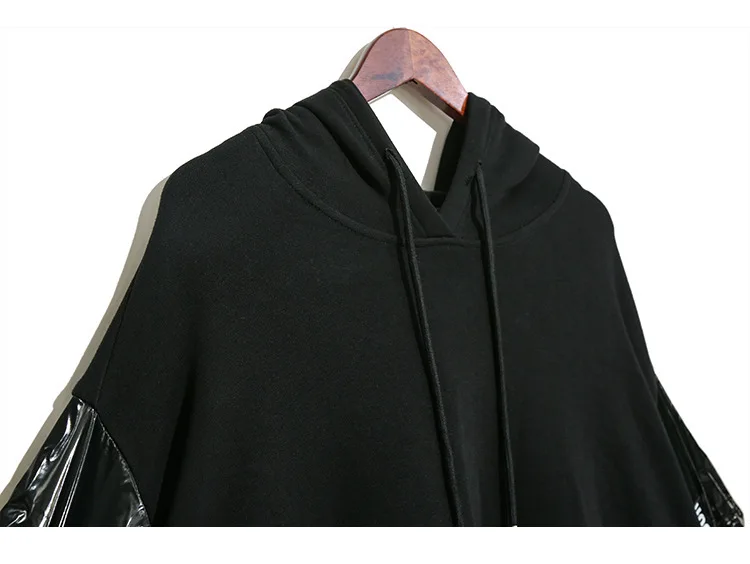QING MO Black Women Hooded Sweatshirt Women Winter Irregular Sweatshirt Female Streetwear Loose Sweatshirt ZQY2137