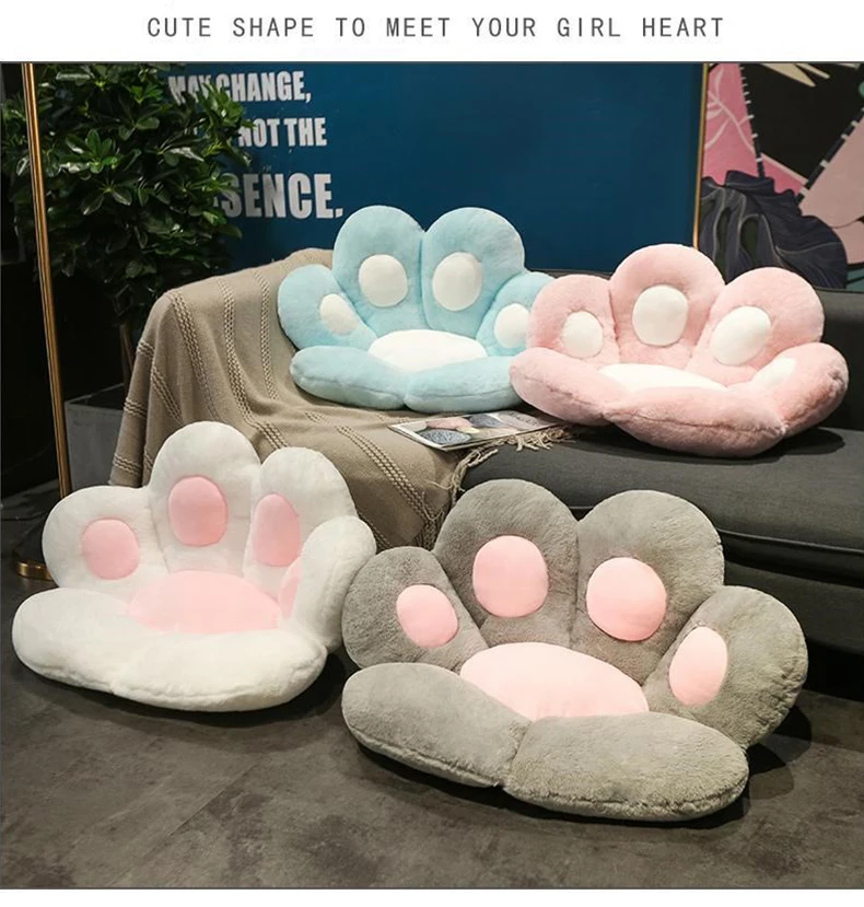 seat cushions 1pcs Cute Cat Bear Paw Chair Seat Cushion Stuffed Plush Soft Paw Pillows Animal Sofa Indoor Floor Bed Home Decor Children Gifts large cushions