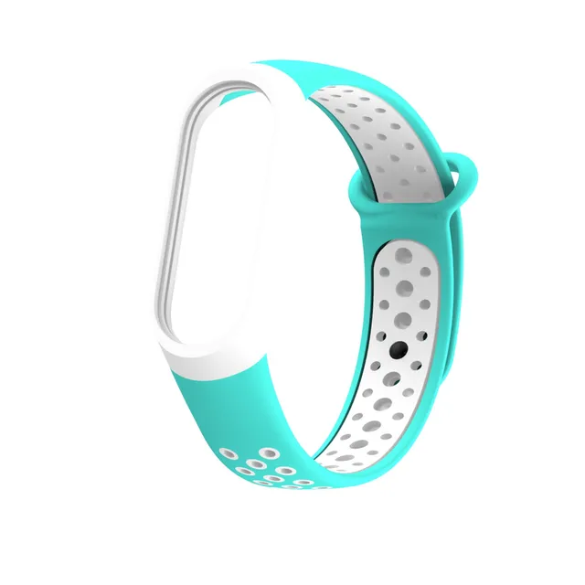 For Mi Band 6 5 4 strap sport Silicone watch wrist Bracelet miband 6 5 accessories bracelet smart strap for Xiaomi mi band 3 4 5 sky blue white 1