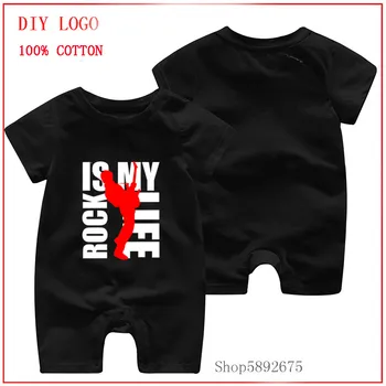 

rock is my life printed romper Baby Body Rompers Summer 0-24 Months Cotton Baby Pyjamas Newborn Short Sleeve Infant Wear