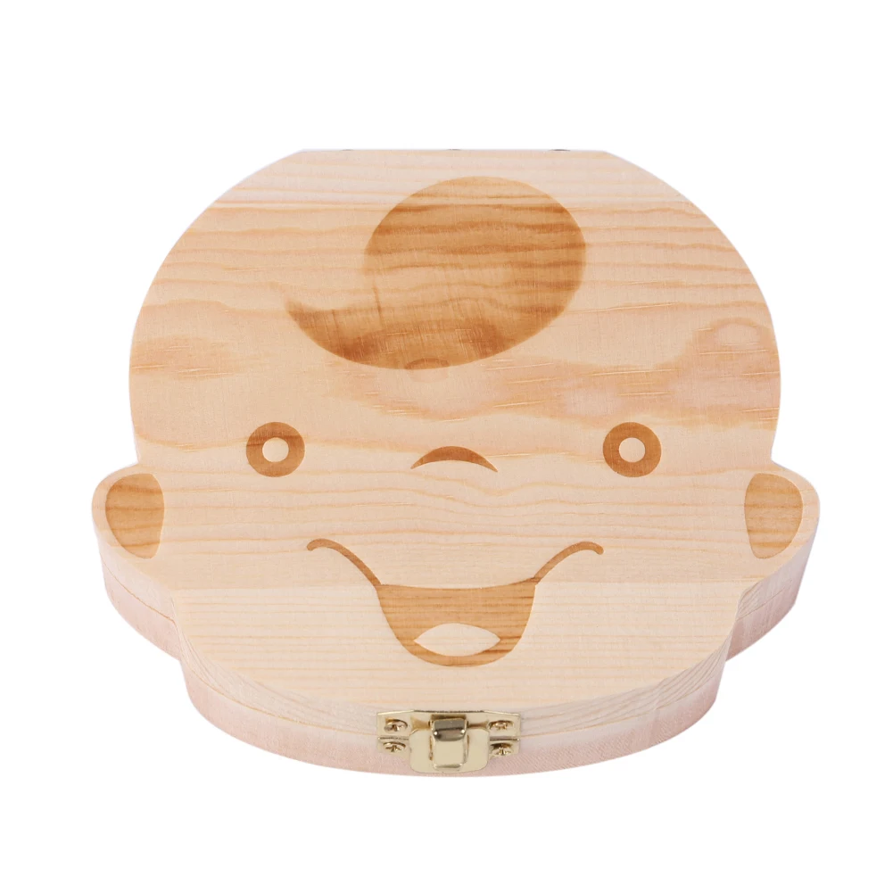 Wooden Baby Kids Tooth Storage Box English/Spanish/French/Russian/Italian Teeth Umbilical Lanugo Organizer Gift Keepsakes Save disney world baby souvenirs	 Baby Souvenirs