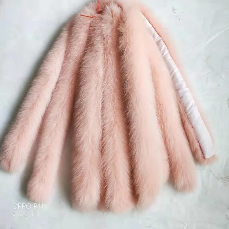 dark pink 70cm-11.5 Qearlstar натуральный Лисий меховой воротник натуральный мех шарфы для женщин зимние мужские куртки пальто Теплый Розовый Белый Серый шаль 70 см Zxx688 - Цвет: dark pink 70cm-11.5