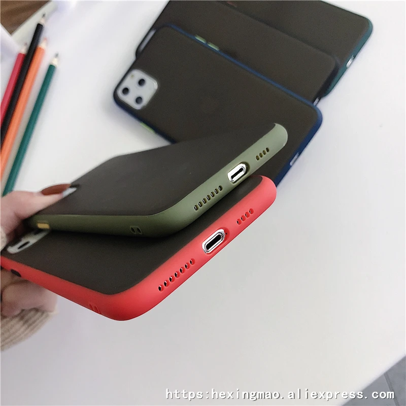 Парные противоударные простые Матовые чехлы для iphone 11 11Pro Max XR X XS Max 6 7 8 plus карамельный цвет Край чехол для телефона крышка Капа