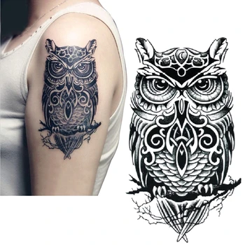 

1Pcs Temporary Tattoos Large Black Owl Arm Fake Transfer Tattoo Stickers Hot Sexy Men Women Spray Waterproof Designs