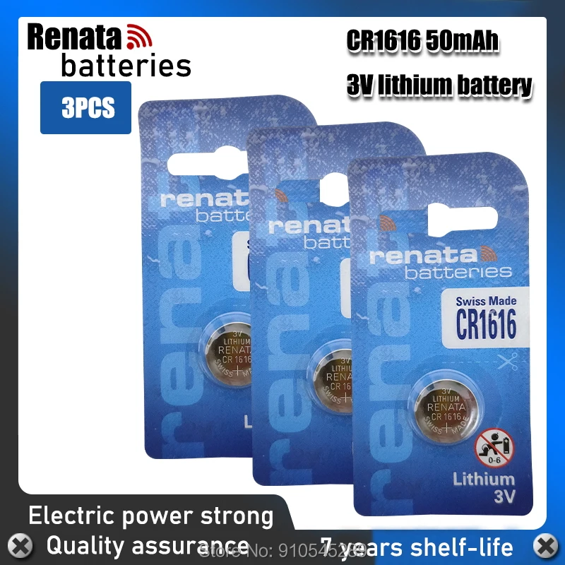 3 шт./лот renata CR1616 DL1616 ECR1616 LM1616 1616 3V литиевые батареи Кнопочная батарея для