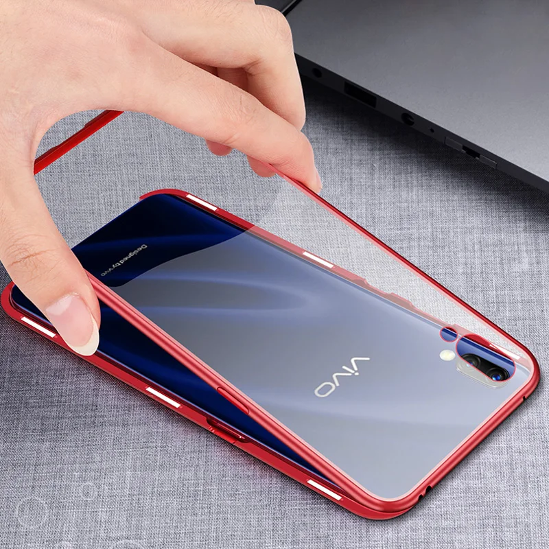360 магнитный металлический чехол-бампер для Oppo F11 Pro A9 A9X Reno Z, прозрачный двухсторонний стеклянный защитный чехол для всего тела s