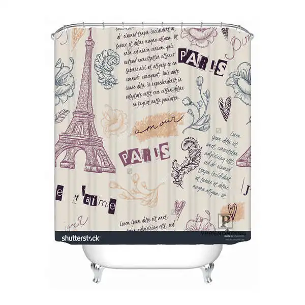 Shower Curtain CustomBigstock Парижская башня Водонепроницаемая занавеска для душа домашняя ванная комната крючки полиэфирная ткань мульти Sizes180509-65 - Цвет: Shower Curtain