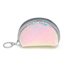 Женский кошелек, Желейная кожа, сумка для ключей, искусственная кожа, полукруглый, на молнии, кошельки, цветной змеиной монеты, PU, лазерный кошелек, клатч для леди