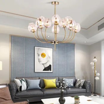 

Nordic Glass Lotus LED Chandelier Lighting Modern Luxury Personality Bedroom Lamp Cafe Living Room Restaurant Bar Deco Fixture