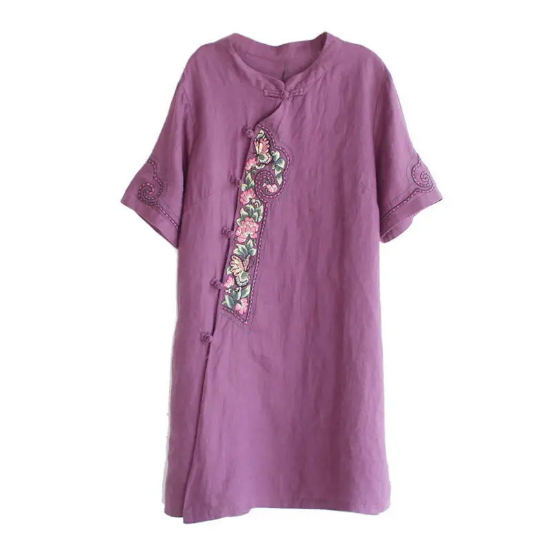Retro Print Qipao Shirt Women Fashion Chinese Style Vintage Cheongsam Tops Loose Blouse Tang Suit Oriental Clothing female Robe