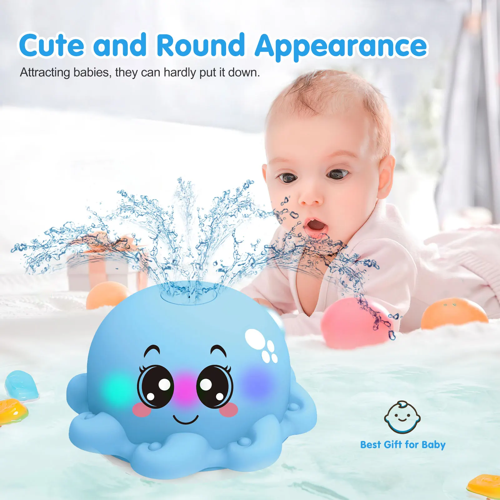 Brinquedos de Banho do Bebê Chuveiro de Água Brinquedos de Banho para Crianças Bola de Banho com Led Spray Nadar Piscina Elétrica Polvo Caranguejo Piscando Luz Brinquedos 24 High Quality Brinquedos e hobbies