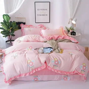 

Korean Version Of The Lace Princess Wind Four-piece Set Of Wool Tribute Cotton Single Double Bedspread Bedding XHS0071