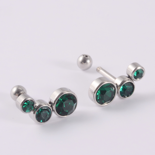Flat CZ Gem Opal Lip Labret Stud Piercing Internall Thread Ear Tragus Cartilage Helix Stud Earring Body Jewelry