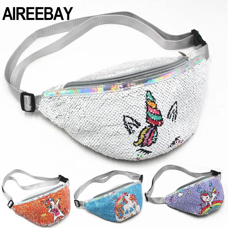 Поясная Сумка AIREEBAY с блестками для девочек модная детская сумочка через плечо