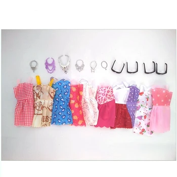 

20 Item/Set Doll Accessories = 10x Mix Fashion Cute Dress + 4x Glasses+ 6x Necklaces Dress Clothes For Barbie