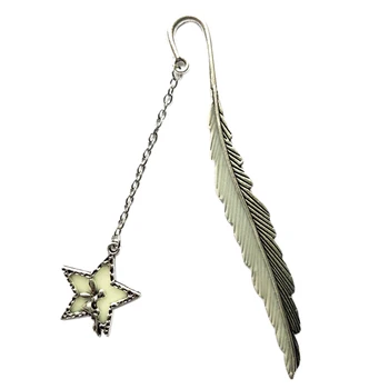 

Vintage Flying Man Bookmark Luminous Glow In The Dark Star Shape Feather Bookmark Metal Bookmark Diy