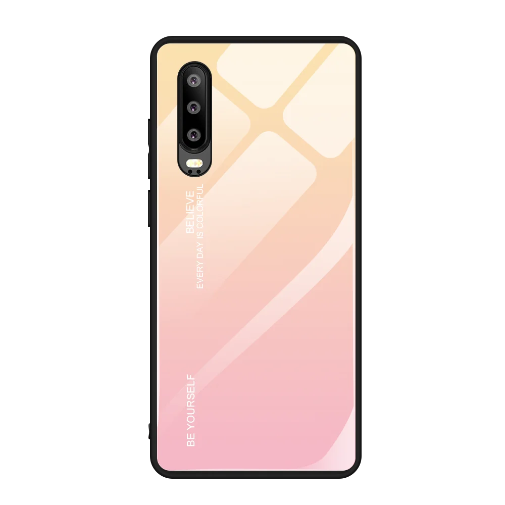 Градиентный чехол для телефона из закаленного стекла для huawei P30 Pro P20 Lite mate 10 20 P Smart Honor 10 9 Lite Enjoy 7s Shock красочный чехол - Цвет: 1