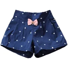 Детские повседневные шорты для девочек; лето г.; детская одежда с большим бантом; свободные шорты; повседневные шорты с принтом «любовь»