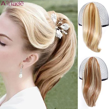 

AILIADE Short or Long Straight hair Claw Ponytail High Temperature Fiber Synthetic Hair Extensions hairpiece for Women