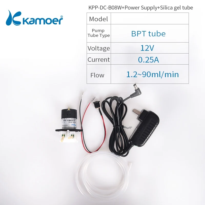 KPP-DC-B08W-Set Kamoer KPP 3 V/6 V/12 V/24 V Малый перистальтический насос с двигателем постоянного тока и BPT трубкой - Напряжение: KPP-DC-B08W-Set