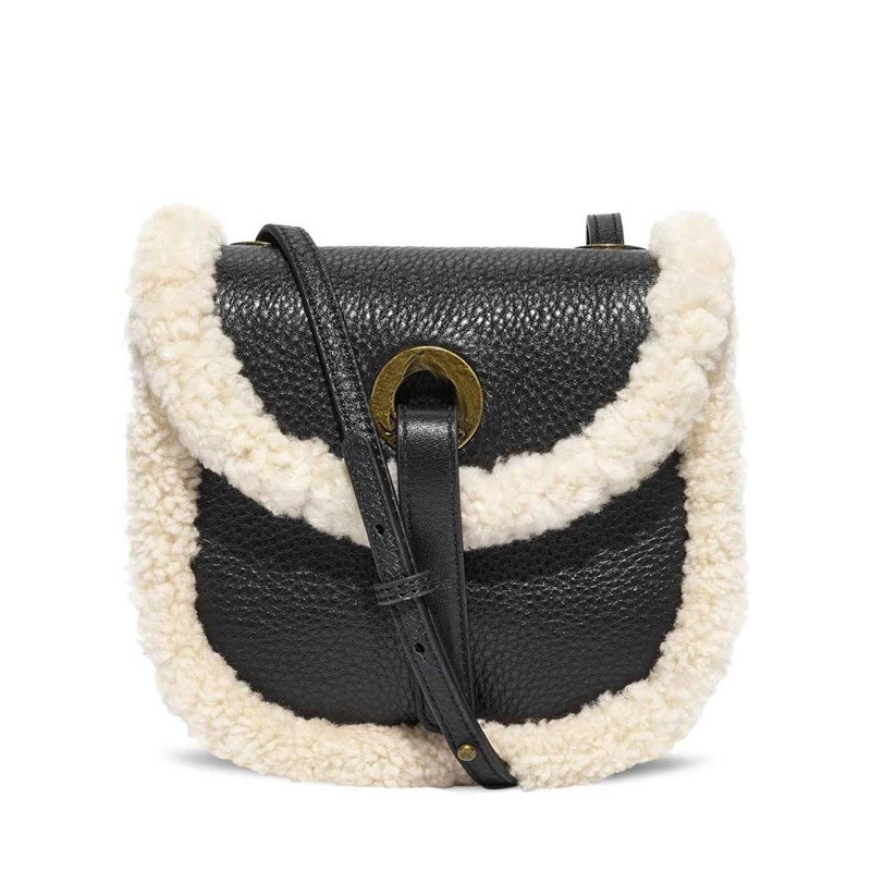 

New Famous Designer Handbags Leather Lamb Hair Messenger Bag Limited Simple Fashion Semi-circle Saddle Bag for Women 2019