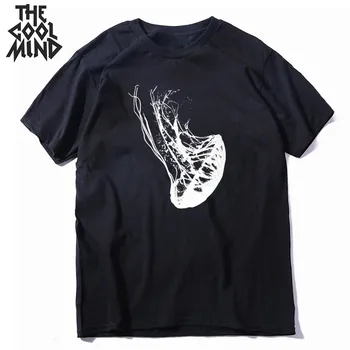 

COOLMIND 100% cotton short sleeve cool funny acaleph print men T shirt casual summer men tshirt loost t-shirt tee shirt CR-c0117