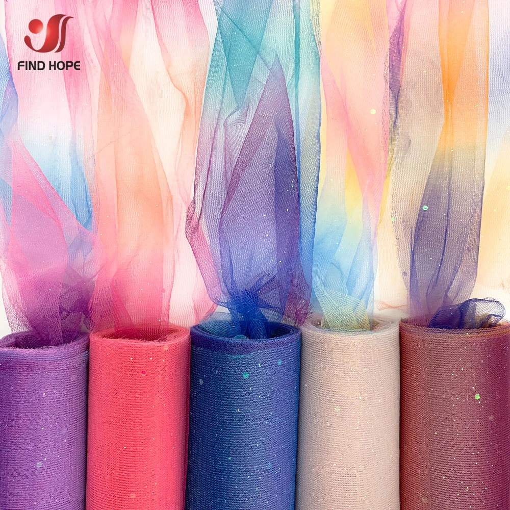 10Yards/Roll Rainbow Glitter Tulle Fabric DIY Soft Netting Craft Gift Tutu Skirt Home Wedding Dress Stage Doll Clothing Decor