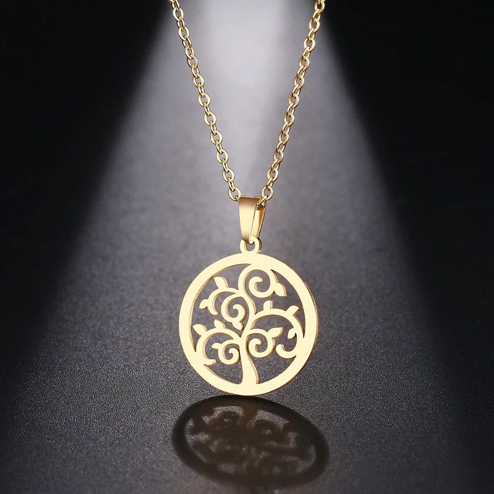 

DOTIFI Stainless Steel Necklace For Women Man Dense Trees Choker Pendant Necklace Engagement Jewelry