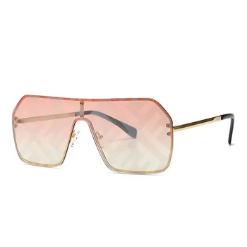 

One-Piece Lens Sunglasses Women Fashion All-match Square Glasses Broad Frame Mirror Coating Lens UV400 Polarization Glasses