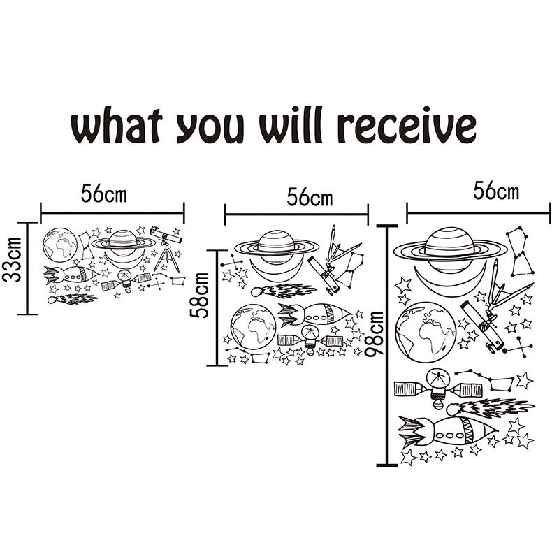 Large Astronomy Space Planet Star Wall Sticker Baby Nursery Kids Room Cartoon Astronomy Space Wall Decal Play Room Vinyl Decor (1)