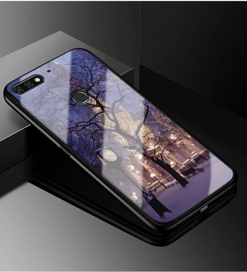 06 Для huawei Honor 7C чехол 5," стекло для ПК чехол для телефона черный бампер чехол для Honor 7C Чехлы для huawei Honor 7C AUM-L41 стеклянный чехол - Цвет: 06